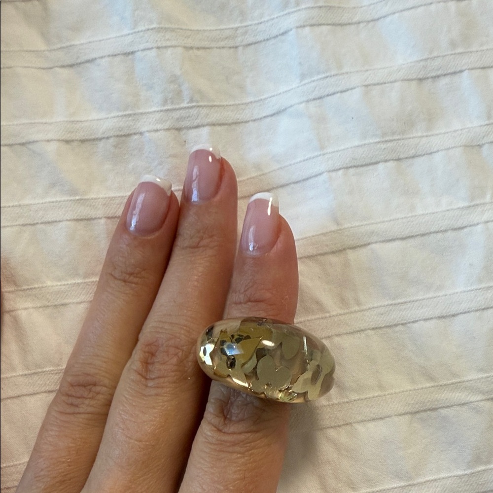 Louis Vuitton Inclusion Plastic Nude/Brown Ring size 5.5